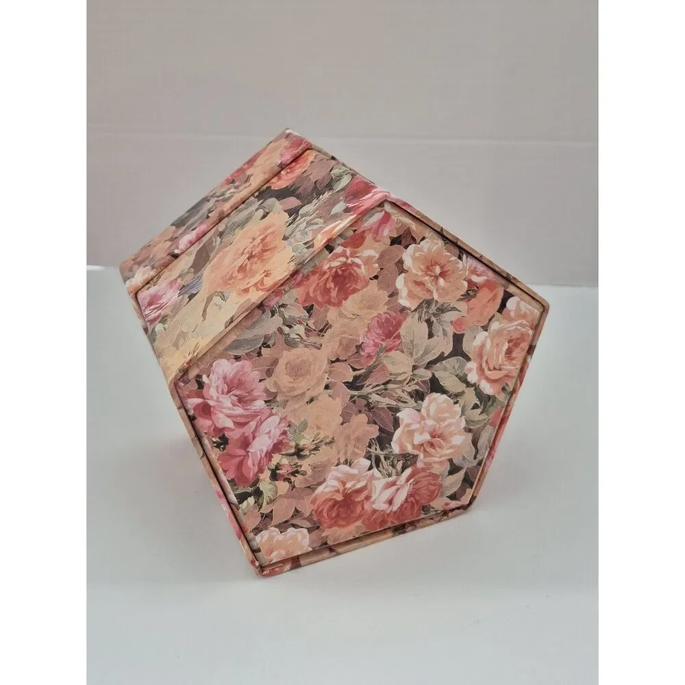 Vintage Style Excellent Condition Rose Floral Expanding Jewelry Trinket box